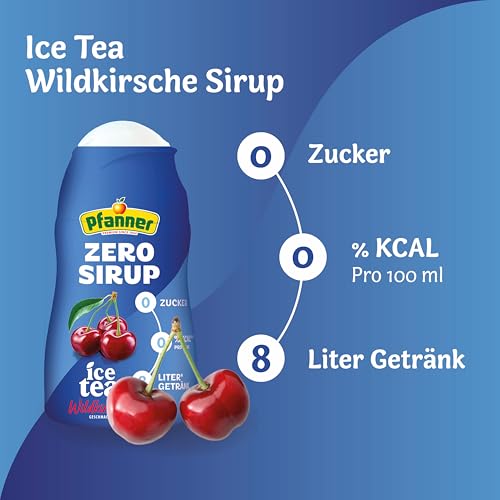 Pfanner Zero Sirup Ice Tea Wildkirsche (1 x 57 ml) – Zuckerfreier Getränkesirup für 8 L Eistee – kalorienfrei & ohne Zucker – Pfanner Eistee Geschmack 2
