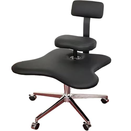 Silla ergonómica de rodillas para meditación, oficina, postura de piernas cruzadas con respaldo extraíble, ruedas de freno para el hogar