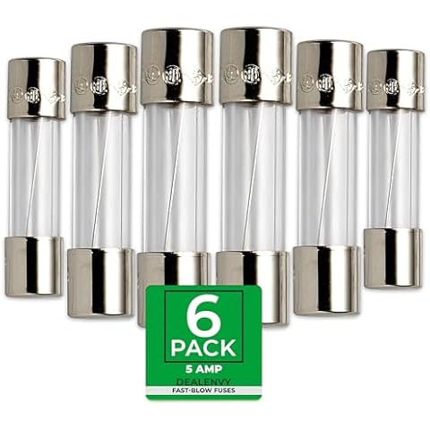 DealEnvy - Fast Blow Glass Fuse - 0.2x0.78 inch/5x20 mm Fuse,125 Volt - Premium Replacement Fuses for Electrical Devices, Durable, Reliable, Perfect for Home & DIY Projects(6 Pack, 5 Amp Fuse) Cover