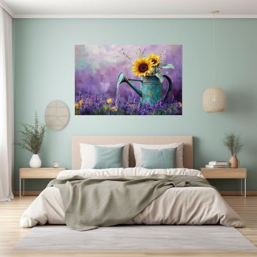 Décoration murale moderne : tableau en toile lavande et tournesol pour sublimer vos chambres - 4