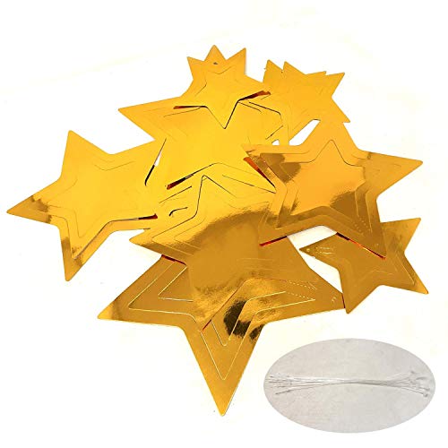 Image of Pack of 10 Golden Metallic 3D Star Party Decoration Kit Star Party Supplies Hanging Decor for Party, Happy Birthday, Anniversary,