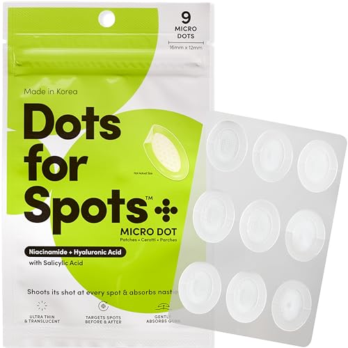 Dots for Spots Pimple Patches with Microdarts - Includes Active Ingredients Niacinamide, Hyaluronic Acid & Salicylic Acid for Maximum Effectiveness - Reduces Redness and Dark Spots (9 count)