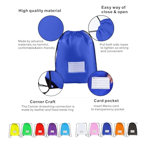 Drawstring Backpack Bulk 30 Packs Draw String Bags for Gym Sports Trip Pedestrianism Cinch Sack DIY for Women Men with Memo Card (10color multi color)3