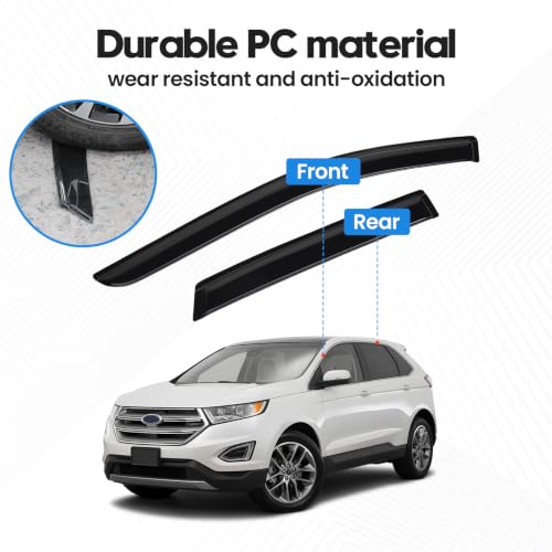 Image of Edge Rain Guards - Window Visors for Ford Edge 2007-2014 /Lincoln MKX 2007-2015, Out-Channel Side Window Rain Guards for MKX Accessories, 4PCS, Black, Car Accessories