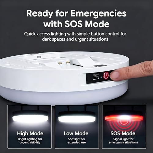 NCBNCB E27 UFO LED Camping Light Bulb,5000LM 30W 195W Equiv 7Inch 8500K White Light,4000mAh USB Rechargeable Tent Lantern Magnet Hook SOS,Portable Emergency Light Camping Garage Power Outage Household - image 4