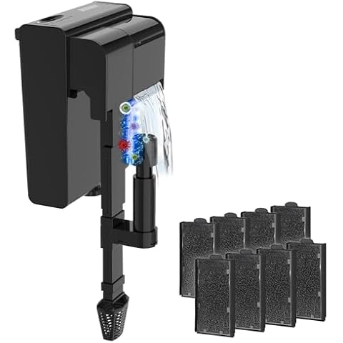 DEGGOX U-V Aquarium Filter for 10-20 Gallon Tank & 8 Count Replacement Filter Cartridges Cover