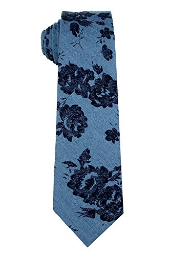 Image of Kebocis Mens Skinny Cotton Floral Tie for Men