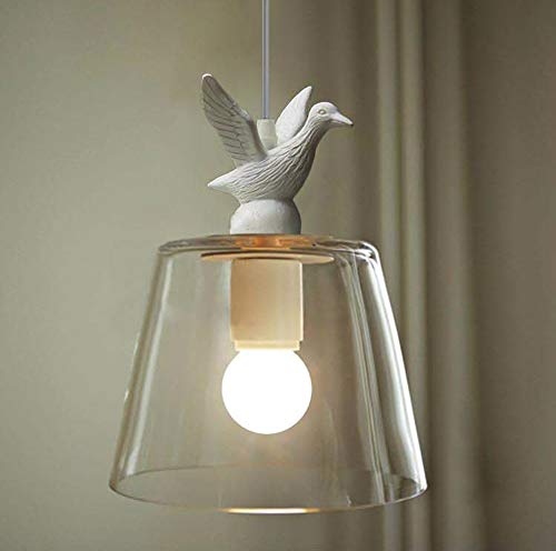 Lustre suspension canard en résine LED et verre transparent pour salon design