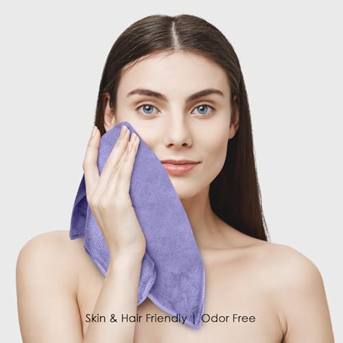 Image of HOUSSE Microfiber Face Towels | Ultra Absorbent, Odour-Free, Quick Dry 550 GSM Face Towel for Home, Gym, Travel, Running and Personal Use | 30x30 cm | Cadet & Natural Grey Pack of 4