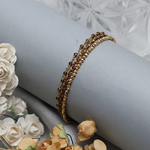 Natural 3 Layered Beads Bracelet, Faceted Beads, Energy Healing Crystals, Birthday, Gift for Her, Gemstone Jewelry 8 inch AAA+ Quality4