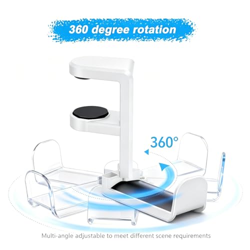 Image of Universal Headphone Hook & Headset Holder, White | 360 Swivel, Under Desk Hook, Cable Management Clip, Universal Fit