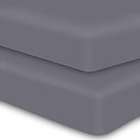 MOONQUEEN 2-Pack Grey Fitted Crib Sheets - Ultra Soft Breathable Microfiber for Standard 8" Mattress, Toddler Nursery Boys Girls