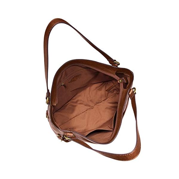 Fossil Women's Sam Leather Shopper Tote Purse Handbag, Brown