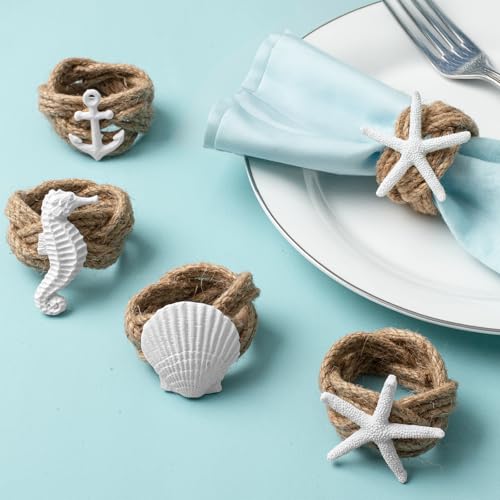 Coastal Starfish Napkin Rings - Set of 12 White Starfish