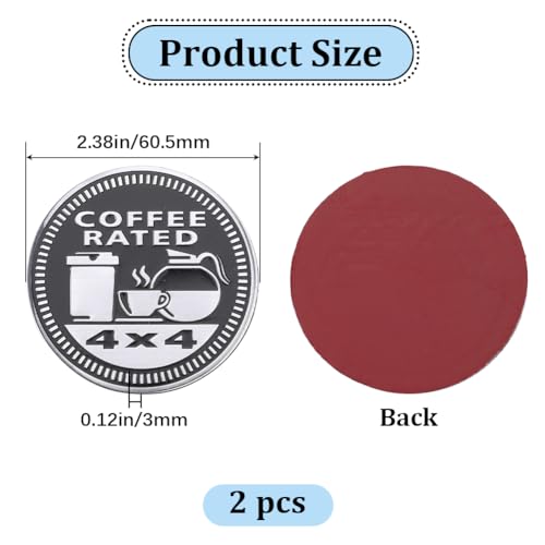 Image of GORGECRAFT 2Pcs Coffee Rated Badge Round Car Stickers Self Adhesive Metal Car Badge Emblem 4 x 4 Car Decals Stickers Car Decorative Emblem Compatible with Vehicles Trucks SUV RV