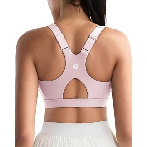RUNNING GIRL High Impact Sports Bras for Women High Support Molded Cups, Adjustable Straps Sports Bra with Sewn in Pads Pink XX-Large