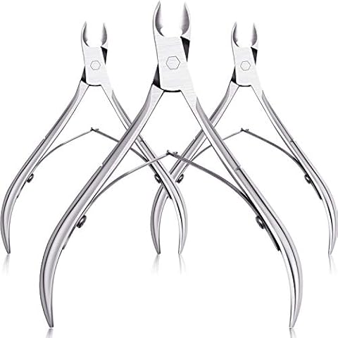 Mudder 3 Packs Cuticle Nippers Cuticle Cutter Stainless Steel Professional Nail Cuticle Trimmer Pointed Blade Cuticle Remover Scissors Pedicure Manicure Tool for Fingernails and Toenails (Silver) Cover