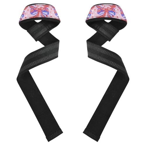 STAYTOP American Flag Style Bow Wrist Straps for Weightlifting,Lifting Straps with Neoprene Cushioned Wrist Padded and Anti-Skid Silicone for Strength Training,Bodybuilding,Deadlifting