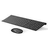 Vive Comb Wireless Keyboard and Mouse, 2.4GHz Rechargeable Compact Whisper-Quiet Full-Size Keyboard and Mouse Combo with Nano USB Receiver for Windows, Laptop, PC, Notebook-Black