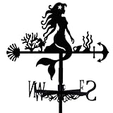 beinkmake Little Mermaid Weathervane Coral Shells Metal Wind Vane Arrow Weathercock Garden Decoration Wind Direction Indicator Stake Roof Mount Ornament for Farmhouse Yard Outdoor