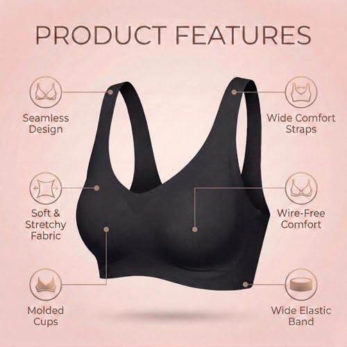 Image of UnderFlex Seamless Sports Ice Silk Bra for Women Wireless Breathable Summer Invisible No-Line T-Shirt Bra Soft Padded Everyday Comfort Bra Lightweight Stretch Gather Support Lingerie