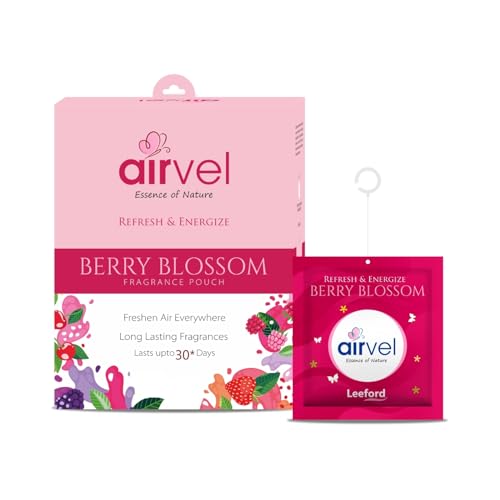 Image of Airvel Berry Blossom Fragrance Pouch | Non-Toxic, Safe | Long-Lasting Freshness | Up to 30 Days Pack of 5 (10g each)