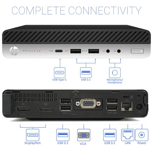 Image of HP ProDesk 600 G4 Mini Desktop PC, Intel 6-Core i5-8500T, 16GB DDR4 RAM, 512GB PCIe SSD, WiFi, Bluetooth, Dual DisplayPort, VGA, USB-C, Windows 11 Pro - Business Office Mini Computer