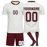 Coupe du Monde 2026 Maillot de Foot Personnalisé avec Nom Nombre, Ensemble Foot Enfant Maillot Football Cadeau Personnalisé aux Fans de Football Strips Tee Shirt Short avec Chaussette ES-02