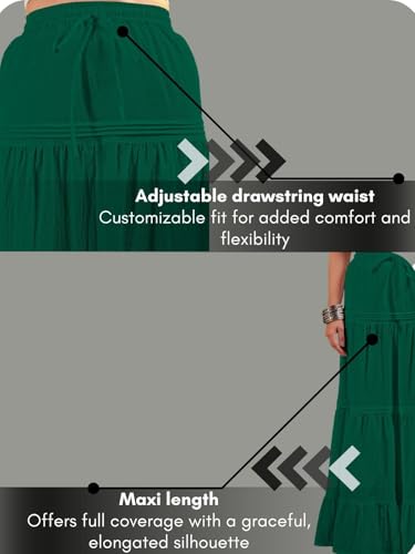 Image of GRECIILOOKS Women's Summer Ruffle Hem PolyBlend Maxi Skirt | High Waist Long Skirt's | Plain A-Line Flowy Skirt for All Occasions | Elegant Boho Style