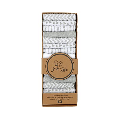 Image of Jesse and Lulu Grey Zigzag Washcloth Bundle 16 Pieces