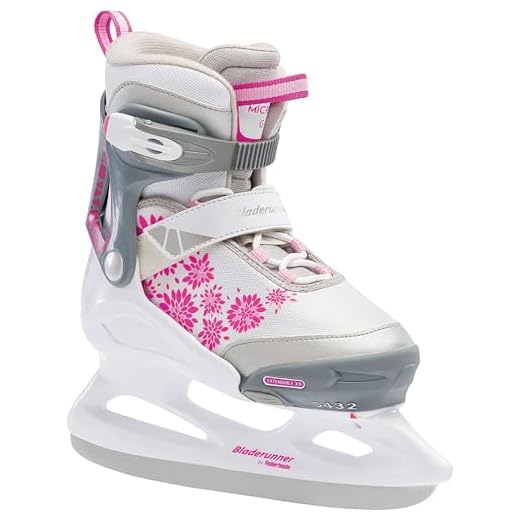 Rollerblade Bladerunner Ice Micro Ice Girls, Junior, Adjustable, Pink and White, Ice Skates