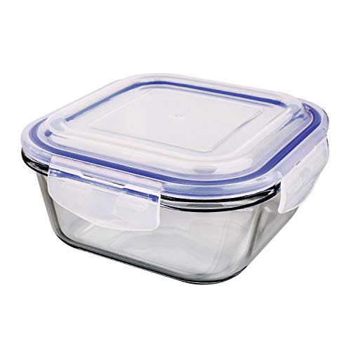 Pote De Vidro Hermético Quadrado Azul, 800 Ml, VDR8883-AZ, Euro Home