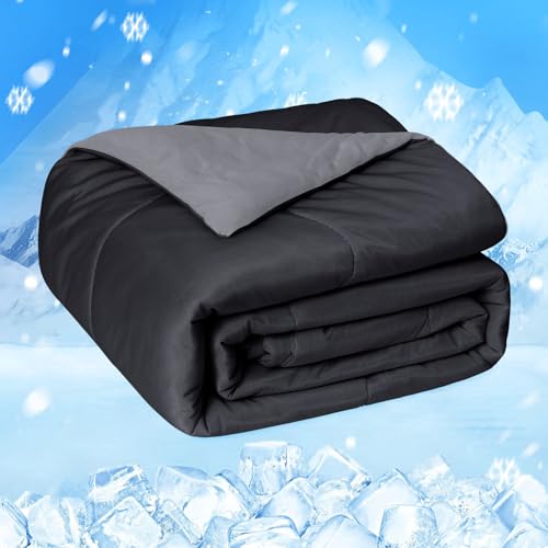 HOMFINE Cooling Comforter Queen Size, Black Summer Cooling Blanket for