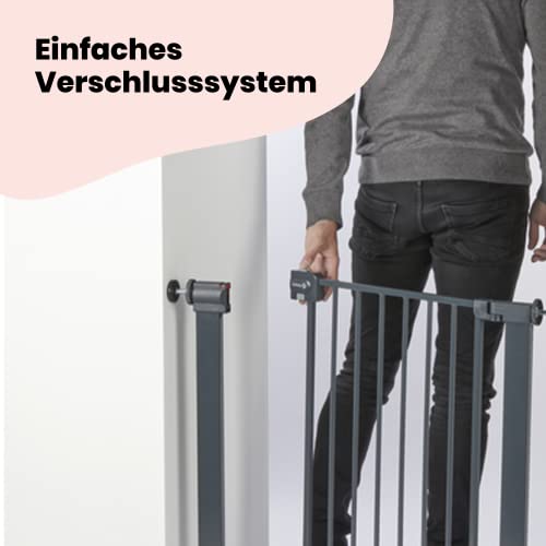 Safety 1st Easy Close Metal Gate, Treppenschutzgitter ohne Bohren, 73–80 cm (bis 108 cm erweiterbar), leicht schließbares Türschutzgitter, mit 1 Hand öffnen, kein Bohren, Zweifachsicherung, Dark Grey