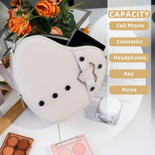 Image of Heart Shaped Bag, PU Leather Small Crossbody Bags Heart Shaped Crossbody Purse, Heart Purse Mini Crossbody Bag