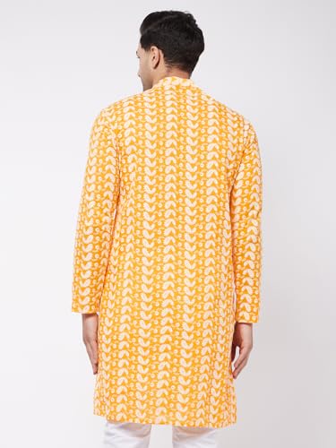 Image of VASTRAMAY Men Vastramay Men's Orange Pure Cotton Kurta