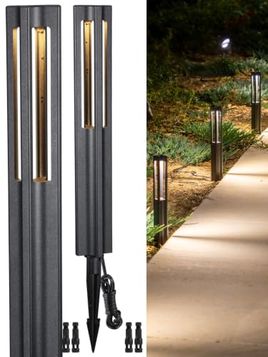 Image of LEONLITE 2-Pack 3W LED Low Voltage Path Lights Aluminum 3000K Black