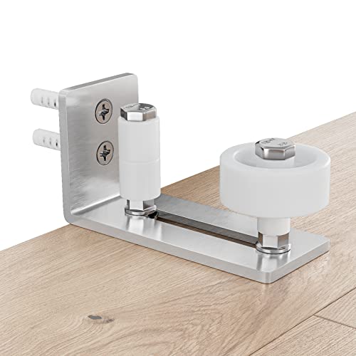 Image of SMARTSTANDARD Sliding Barn Door Floor Guide for Bottom Adjustable Roller - 8 Setup Options for DIYers - Flush Design Bottom Flat Barn Door Floor Guide Stay Roller (Brushed Nickel) 2PCS