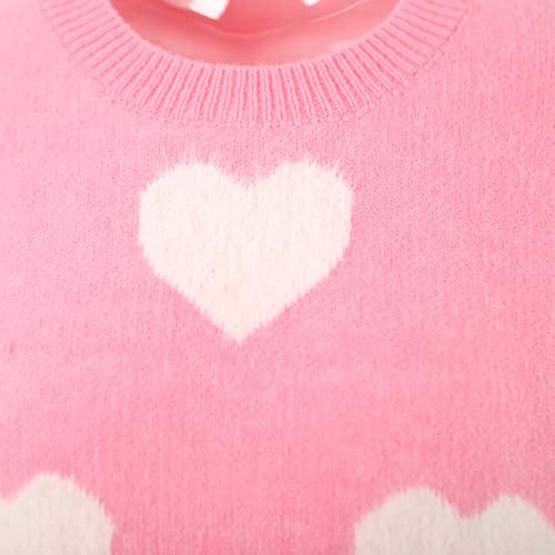 Image of Women's Valentine Love Print Heart Fun Sweater Casual Crewneck Long Sleeve Knit Sweatshirts Pullover Tops
