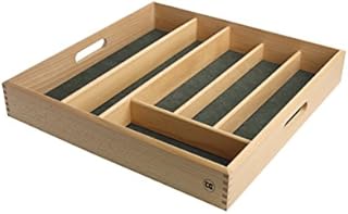 DRAWER SIZE CUTLERY TRAY IN FSC BEECH WITH GREEN LINING 38.2 x Width 38.2 x Height 6 cm