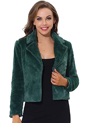 Manteau court en fausse fourrure vert XS Allegra K pour femme