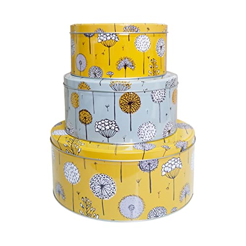 Lot de 3 boîtes de rangement rondes et gigognes hermétiques pour gâteaux, petites, moyennes, petites boîtes de boulangerie, biscuits, nourriture, bonbons, cadeau rétro, prairie Cover