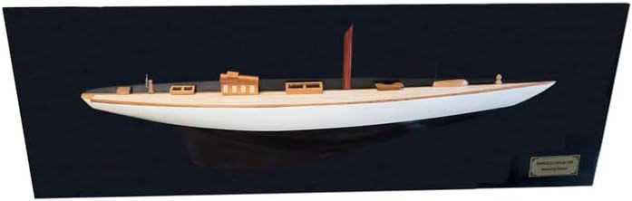 Handmade Yacht Model - Wooden Ship Decor, Nautical Collectible, Vintage Boat Display, Home & Office Decor, 35.5 Inch