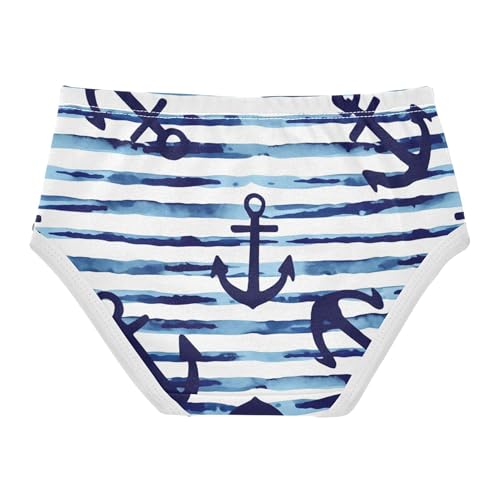 Navy Blue Anchors Stripes Girls Underwear Toddlers 2t Cotton Panties for Girl Fun Print Kids Briefs Undies2