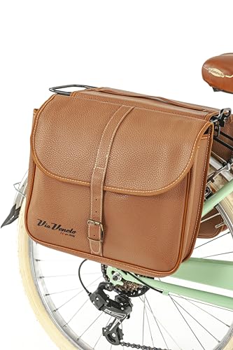 Via Veneto Original - Vintage Seitentaschen für Fahrräder, Farbe Braun, Retro-Hecktasche für City Bike, Unisex für Erwachsene, Einheitsgröße, hergestellt in Italien