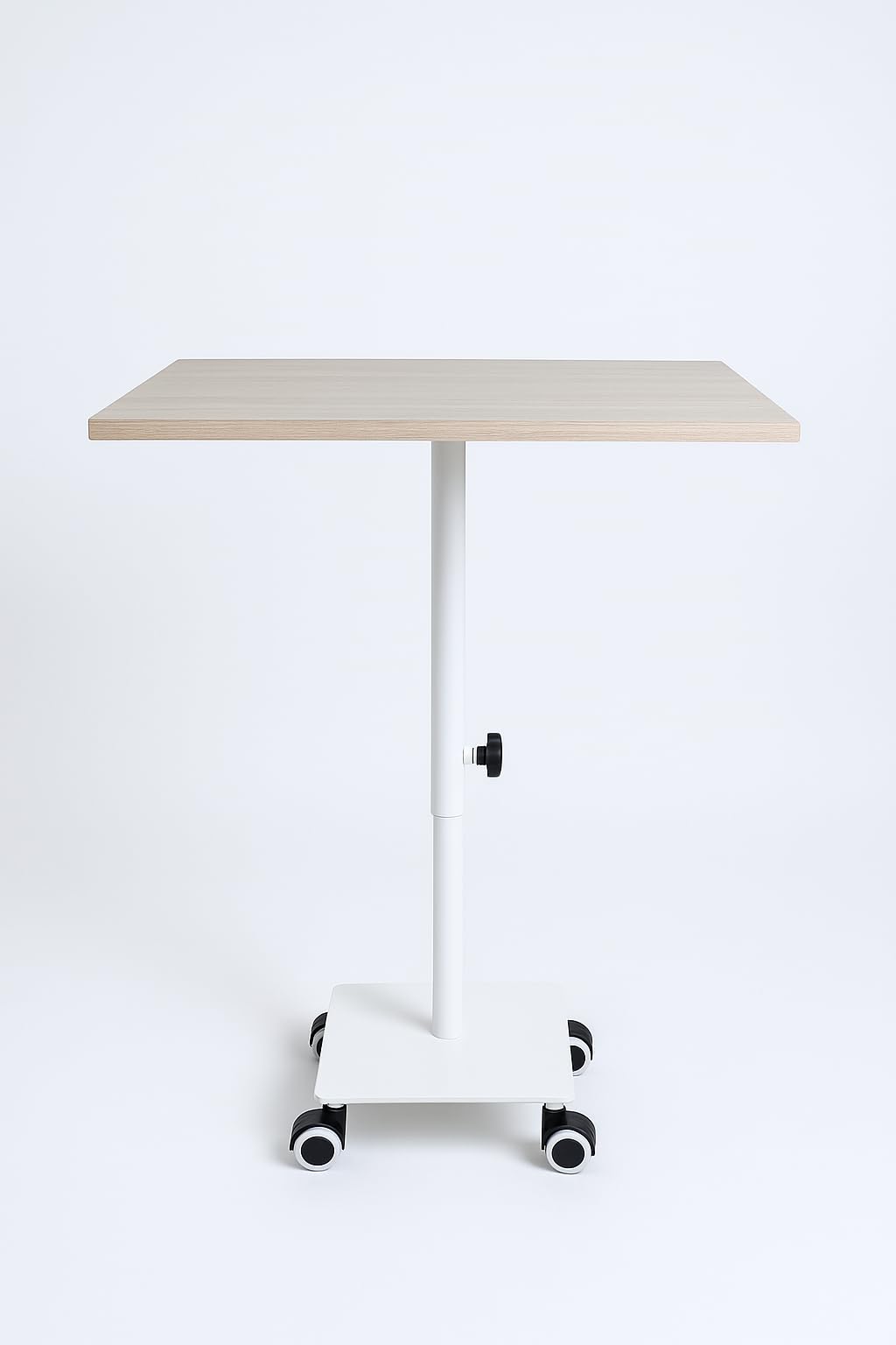 Height Adjustable Standing Table | 34" to 50" Height | Mobile Laptop Desk with Wheels | Ergonomic Workstation for Office, Home & Presentations | 24"x18" Wooden Top