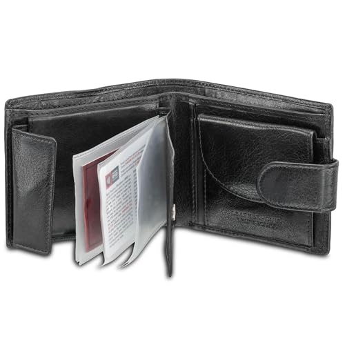 Mancini Equestrian2 Top Grain Leather RFID Secure Wallet with Coin Pocket, Black2