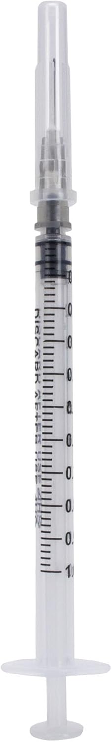 Generic 100 Pack, 1mL Tuberculin Syringes with Needle Luer Slip Syringe Individually Packaged (1mL, 27G x 1/2in)