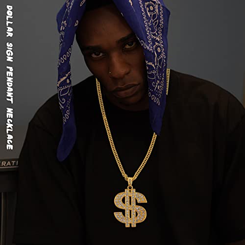8 PCS Gold Plated Chain Dollar Necklace for Men with Dollar Sign Pendant Necklace Hip Hop Dollar Necklace3