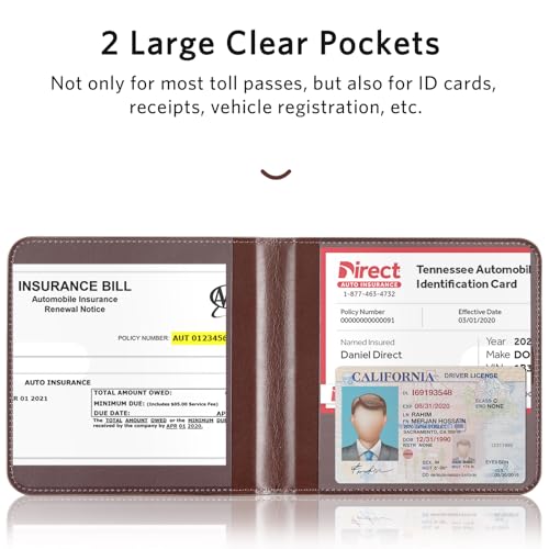 Image of CoBak Car Registration and Insurance Holder - Vehicle Glove Box Car Organizer, Auto Truck Comparment Accessories Case for Essential Document, Driver License, Cards (Deep Brown)